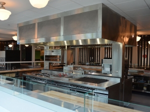 Utility Cabinet System in Kitchen with Front Air Supply CKV Hood