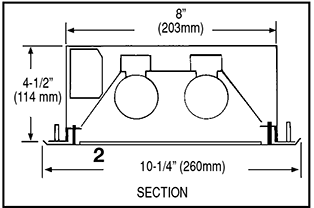 CKV Fluorescent Recessed Mounted Hood Lighting Section