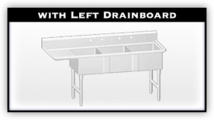 3 Sink Tub with Left Drainboard