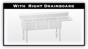 3 Sink Tub with Right Drainboard