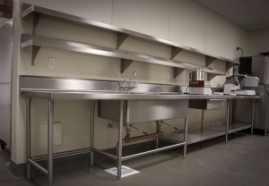 Stainless steel shelving and sink