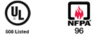 UL listed and NFPA 96 logos